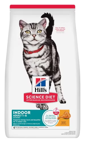 Hill’s Science Diet Indoor Adult 1–6, receta de pollo, bolsa de 1,58 kg / 3,5 lb